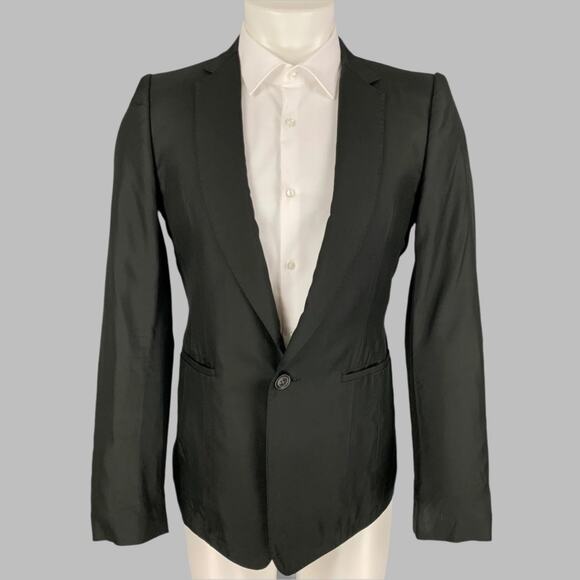JULIUS_7 Size 38 Black Silk Notch Lapel Sport Coat - Picture 1 of 7